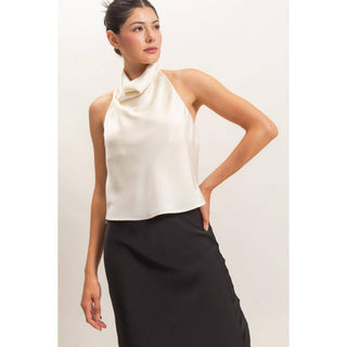 Draped Halter Satin Top