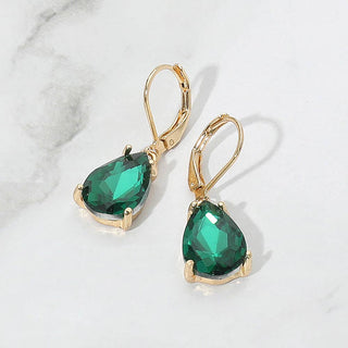 Teardrop Glass Stone Drop Dangle Earrings