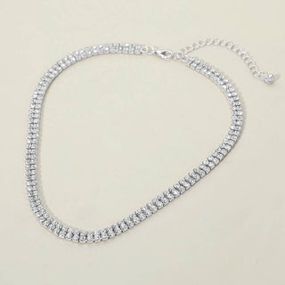 Gold Dipped Double Row Rhinestone Necklace