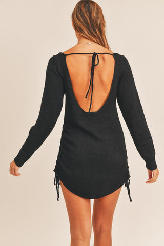 Long Sleeve Backless Mini Dress Black / M/L Long Sleeve Backless Mini Dress Black / M/L