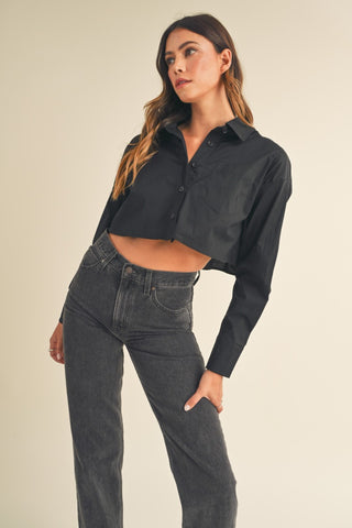 Cropped Button Down Top